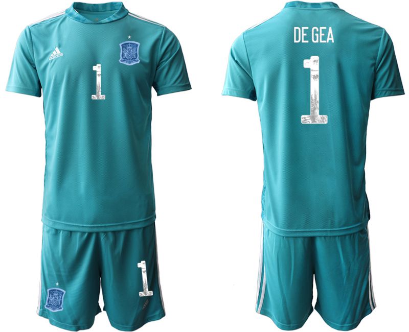 Men 2021 World Cup National Spain lake blue goalkeeper #1 Soccer Jerseys->->Soccer Country Jersey